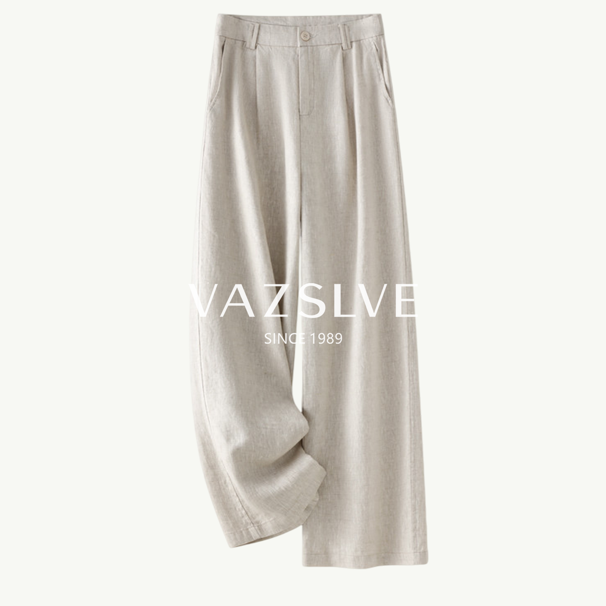 【VAZSLVE/全新奢品】捡漏100亚麻裤女夏时尚老钱风麻本色直筒裤