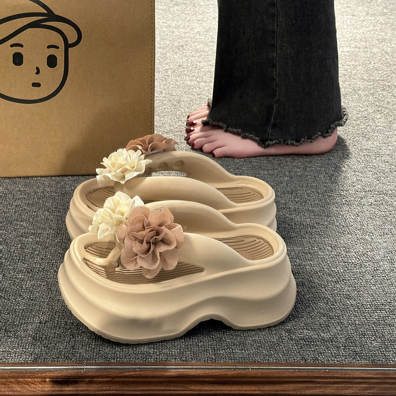 踩屎感厚底人字拖女夏季2026新款防滑I海边沙滩鞋高跟凉拖鞋女外