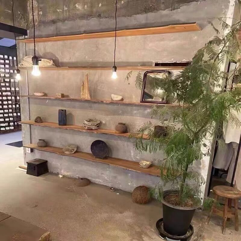 实木隔板置物架无痕书架挂墙壁架原E木层板背景墙艺术鞋包包壁挂