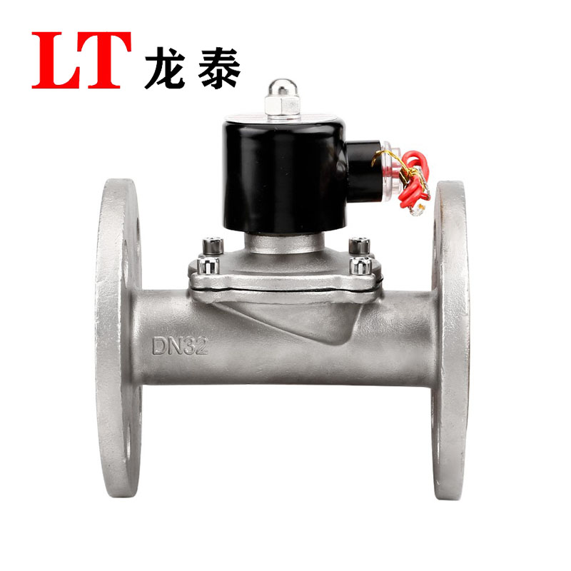 法兰电磁阀不锈钢水阀蒸汽管道活塞常闭控制放水开关电控220V24V