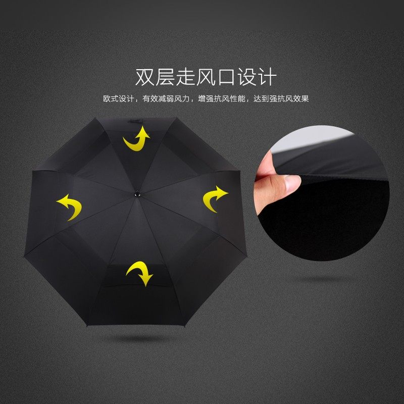 雨景 雨伞长柄超大双人创意双层男士商务伞直柄防风三人迎宾伞