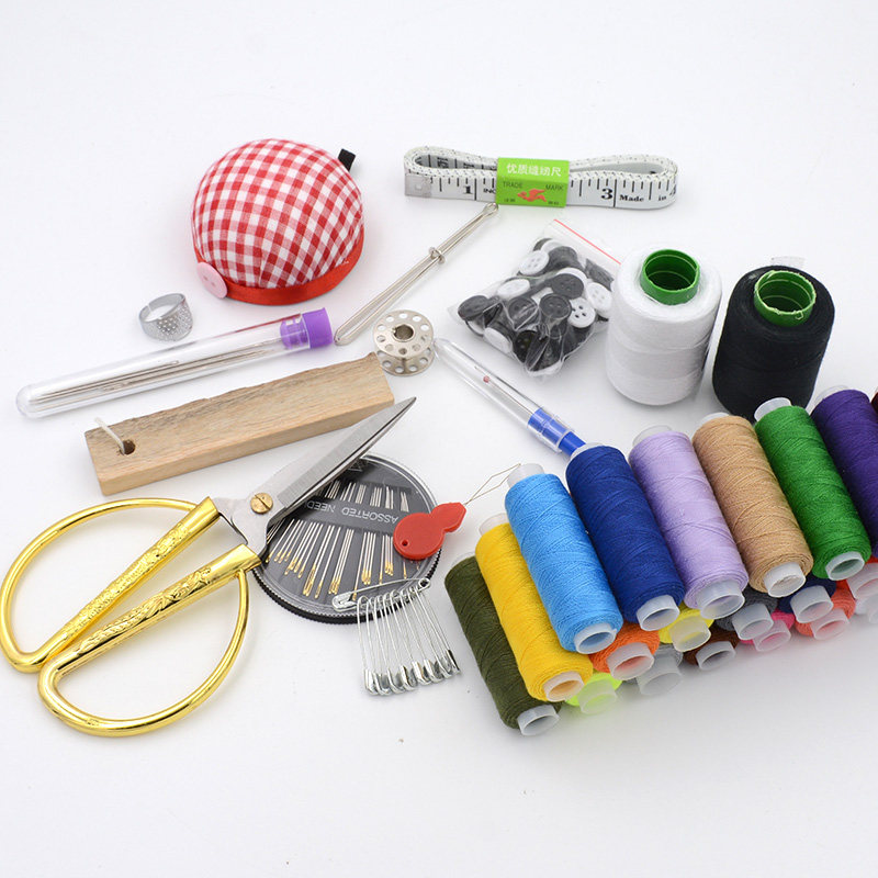 家用结婚陪嫁用针线盒套装工具手工针线包复古实木针线收纳盒大号
