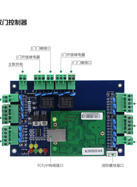TCP网络门禁控制器 单门/双门/四门多门互锁通道闸机联网控制主板