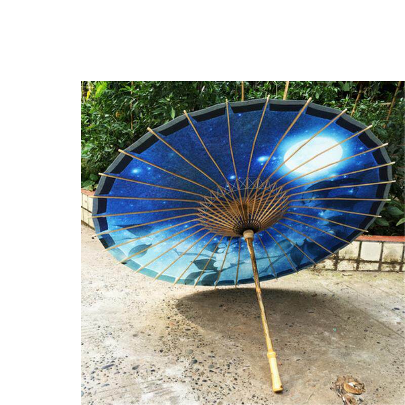 复古桐油油纸伞COS游戏道具定做夜幕星河双层图案+防大雨防晒伞