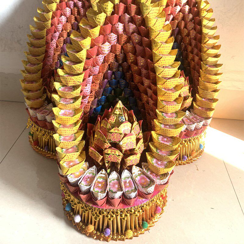 大号 小号 彩色纸特色手工艺品折纸品九色元宝座文化用品莲花 1个
