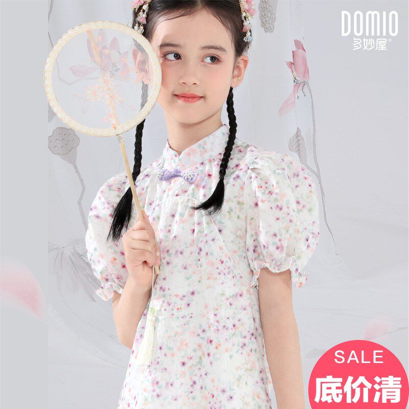 女童夏装连衣裙2024新款国风新中式汉服儿童公主裙大童洋气旗袍裙