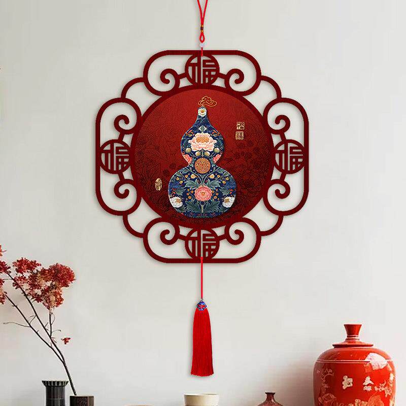 客葫芦国结挂饰福绿吉祥字饰画新中式LSGJ062厅装挂件入户玄中关