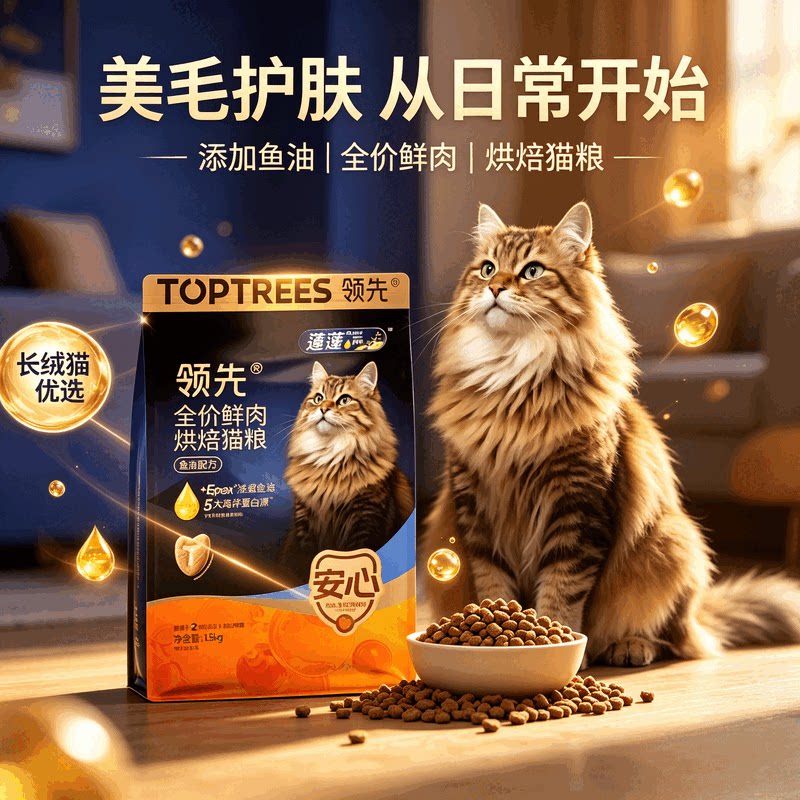 领先鲜肉烘焙猫粮美毛护肤鱼油