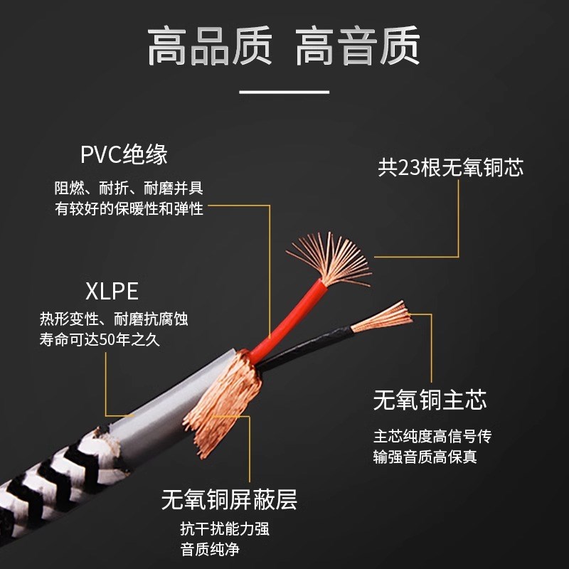 杨阳3.5mm音频线一分二 立体声双声道连接线 AUX音频复制线
