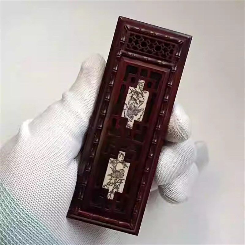 张圣林黄蛉盒 紫檀木嵌牛骨雕花镂空暗板蛉子盒 蛉虫盒 大黄蛉 爬