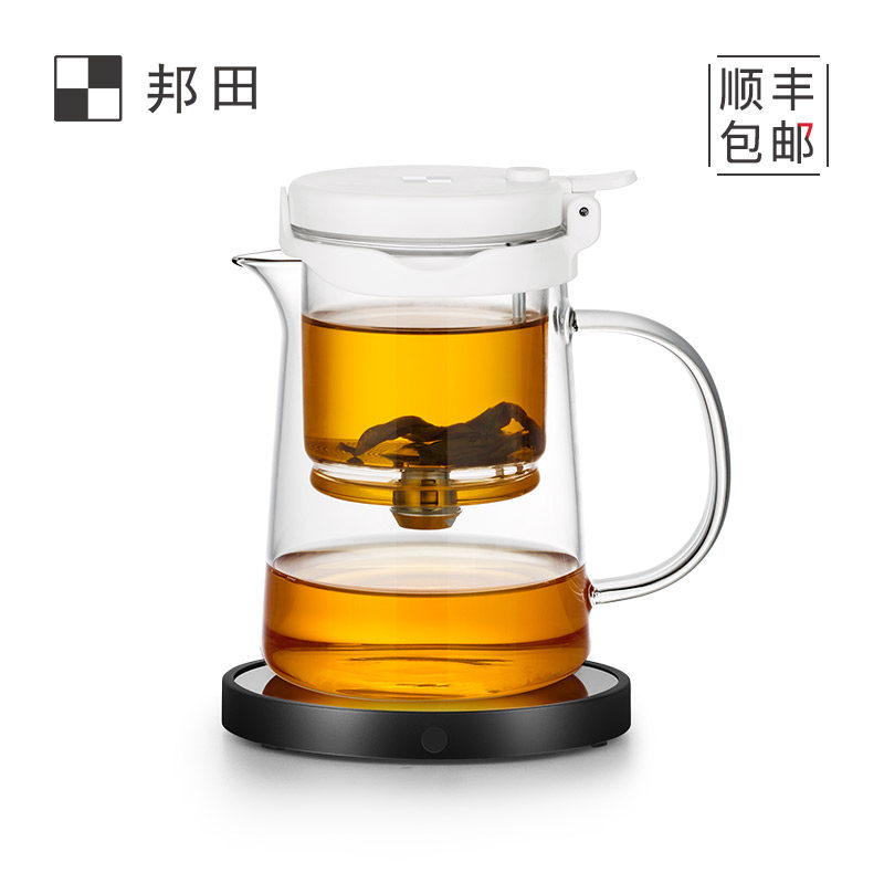 邦田全玻璃飘逸杯泡茶壶一键全过滤办公室简易泡茶壶可控茶水浓度