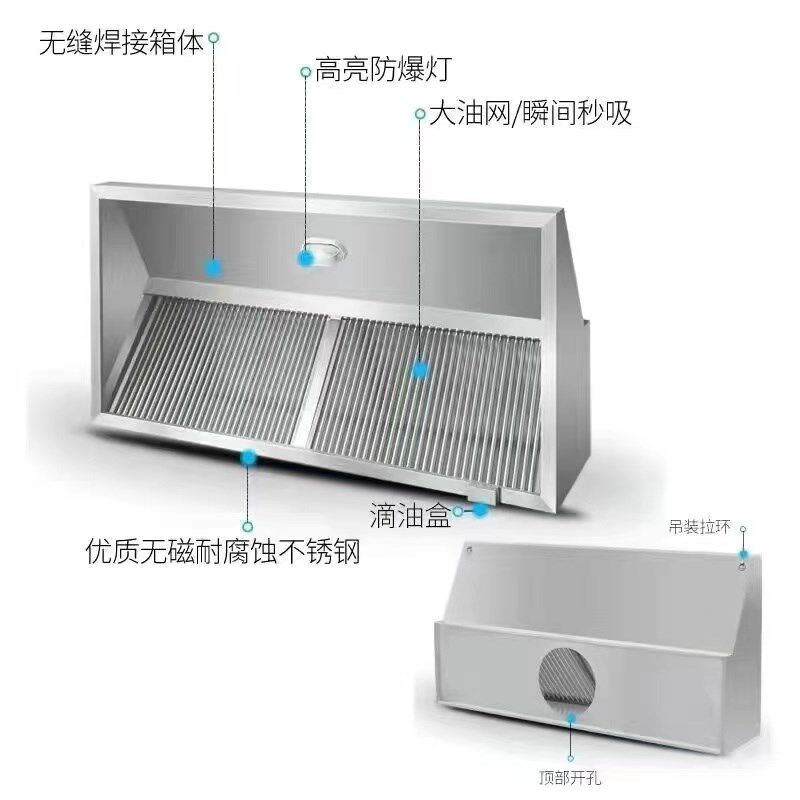 商用厨房大型吸力抽油烟机净化器排烟罩饭店餐饮烧烤专用一体机