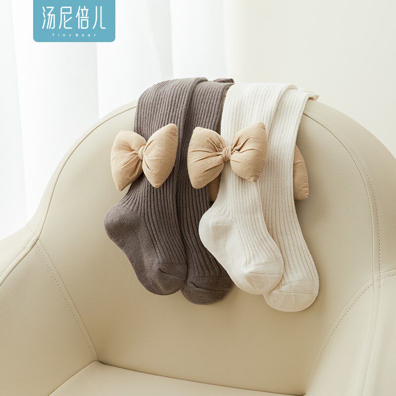汤尼倍儿婴儿连裤袜子春秋女宝婴儿打底裤幼童棉感连脚袜裤长筒袜