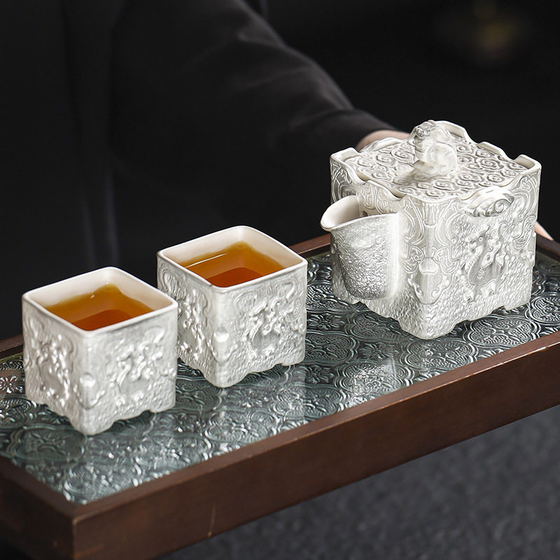 仿古瓷鎏银茶具送领导生日礼乔迁拜访商务送礼高档陶瓷礼品伴手礼