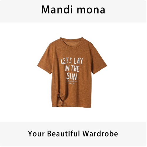 Mandi mona / 【甜飒交响】简约字母套头圆领短袖 MM623J334