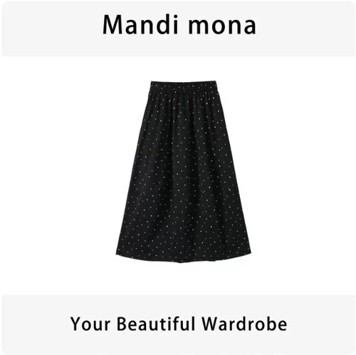 Mandi mona / 【晴光织纹】 松紧腰波点清新A字半身裙 MM610S179