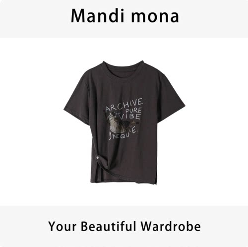 Mandi mona / 【罗曼诗集】圆领百搭套头短袖MM623D350