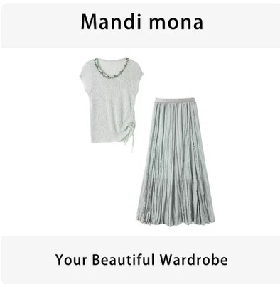 Mandi mona /【轻柔雨】 百搭个性针织套装MM0505F025