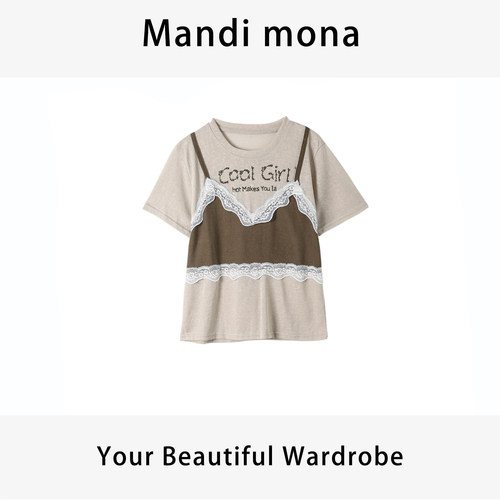 Mandi mona / 【小江南】圆领百搭假两件上衣MM618J502