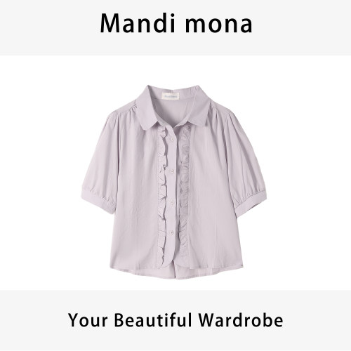 Mandi mona     /【威廉小姐】 甜美花边翻领衬衫MM409W097