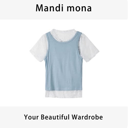 Mandi mona / 【艺术品】 个性百搭拼接上衣MM623C344
