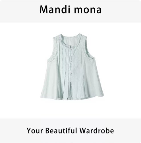 Mandi mona /【日杂女孩】小众花边气质无袖上衣MM513X101