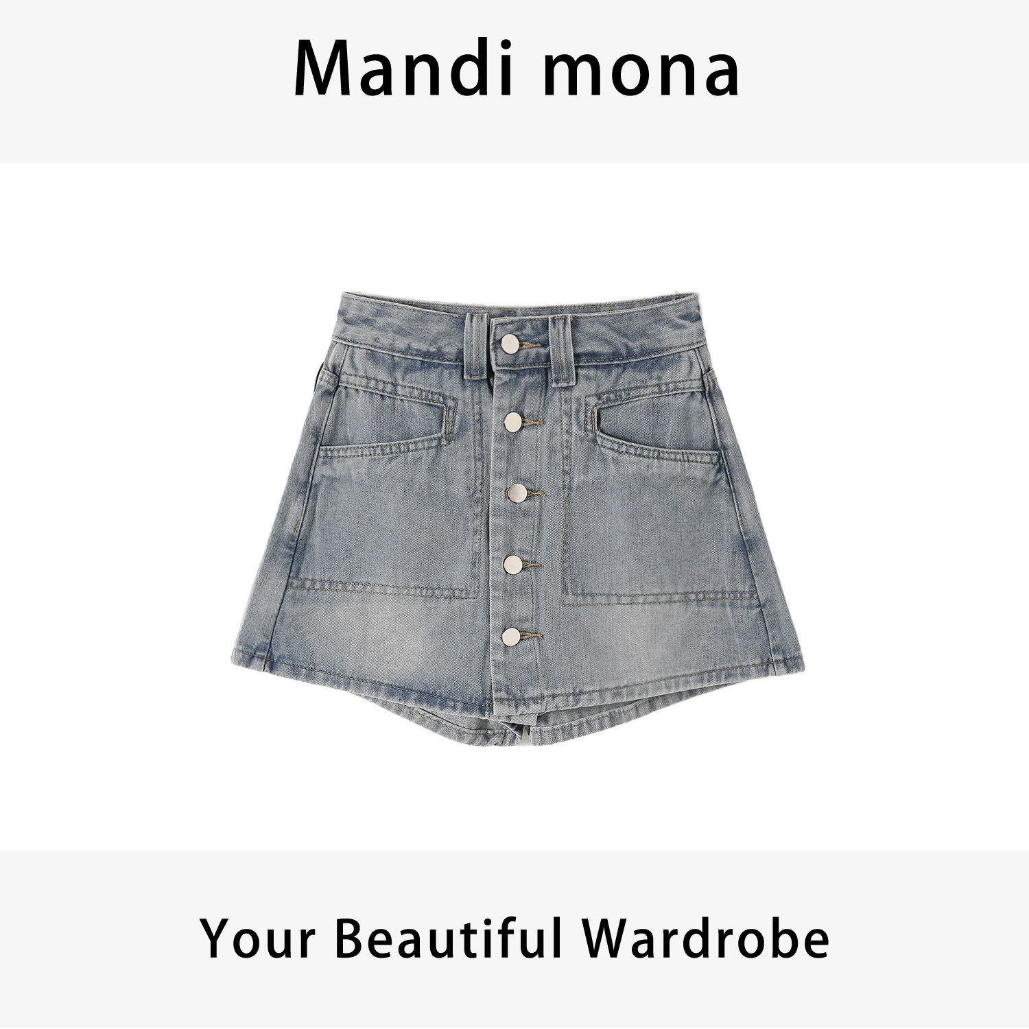 Mandi mona     /【锦月集】 直排纽扣牛仔裙裤MM409D061