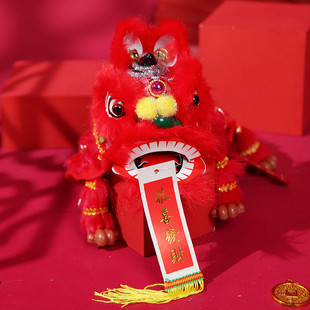 醒狮提线木偶送小孩儿童节中国风复古玩具民俗民间传统手工舞狮子