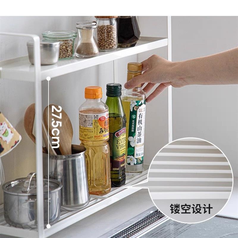 日式简约家用厨房双层调料瓶酱油瓶罐子分层置物架台面铁艺窄架子