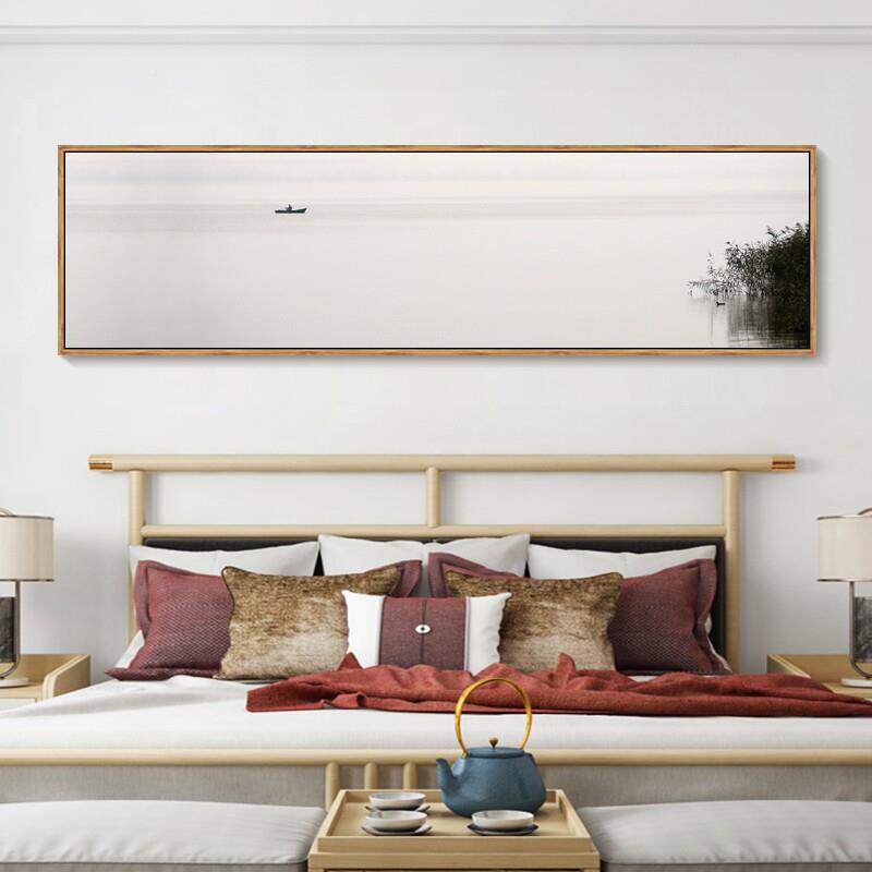 红网意境装饰画禅意画极AHZ090M简水船江上独墨钓挂新画中式客厅