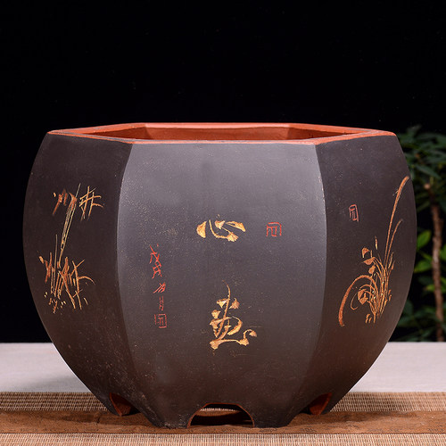 精品紫砂花盆室内绿植盆兰花盆大号陶瓷艺术盆景盆手工盆匠心之作