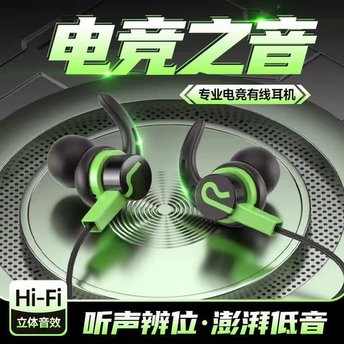 听声辨位有线入耳带麦电竞圆孔