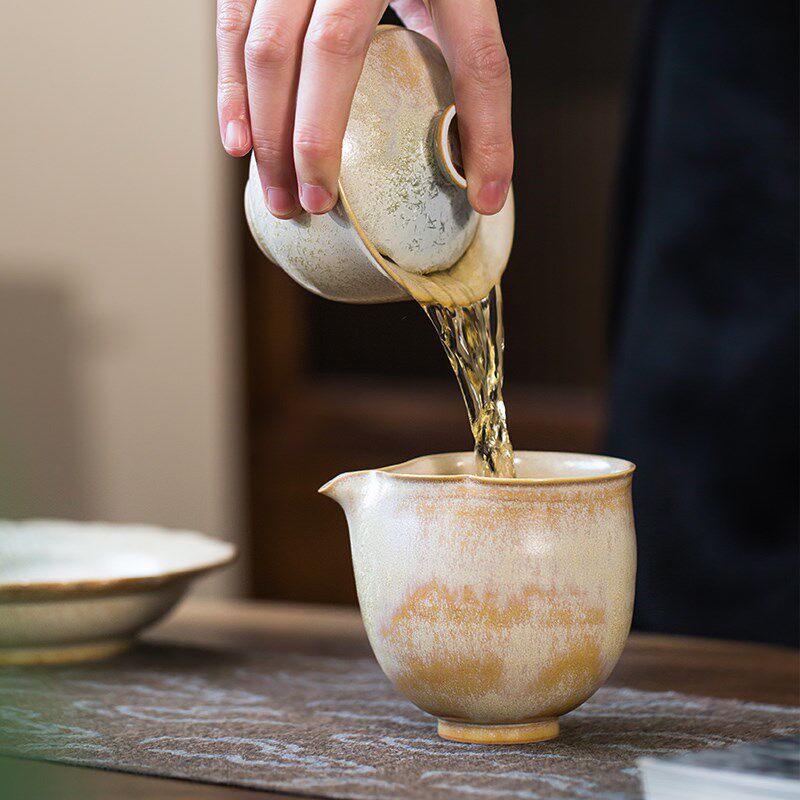 瓷八里 景德镇手工陶瓷 窑变釉志野烧茶具公道杯分茶器匀杯茶海