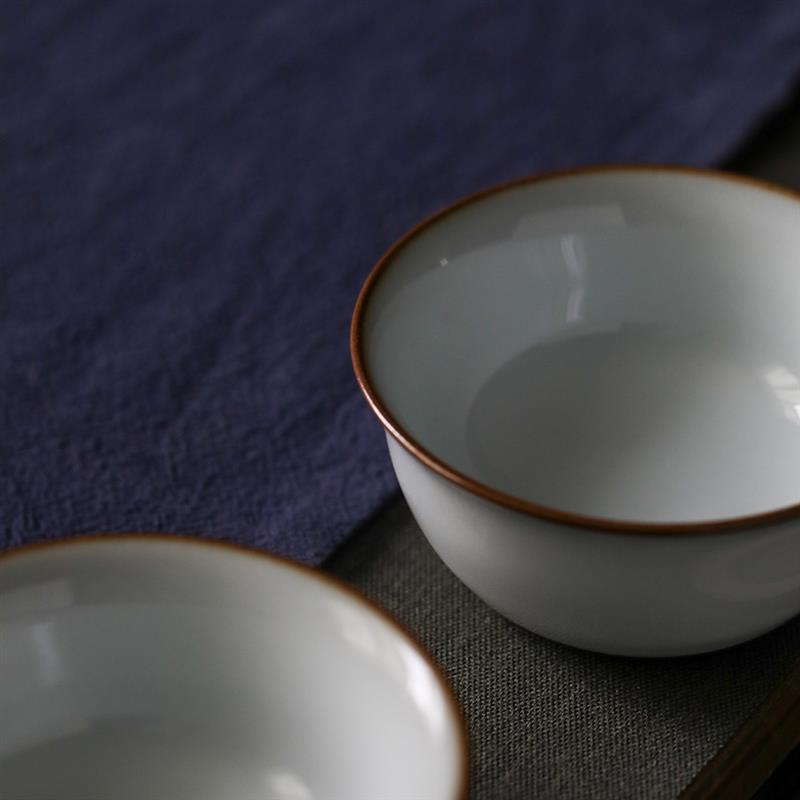 官窑汝窑茶杯主人杯铁胎大号品茗杯景德镇陶瓷茶具功夫茶杯仿古瓷