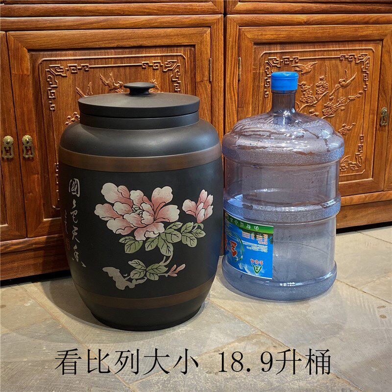 云南建水紫陶茶叶罐大号普洱茶家用储茶罐建水紫陶水缸茶叶罐茶缸