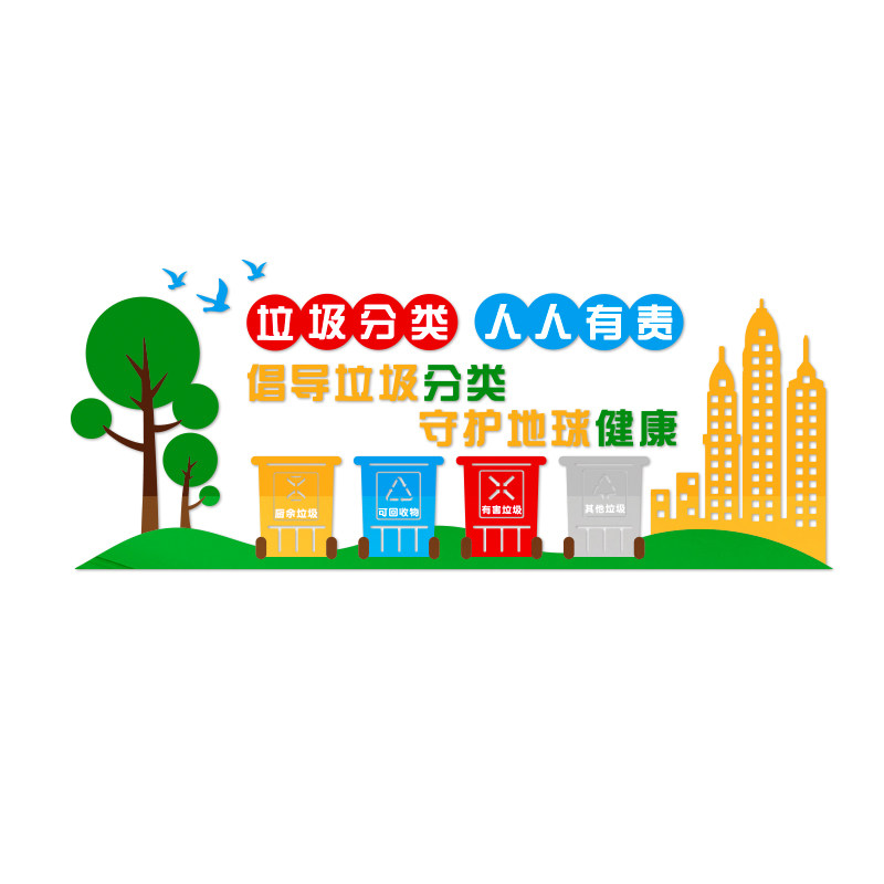 垃圾分类从我做起教室黑板报布置装饰中小学班级文化环保主题墙贴