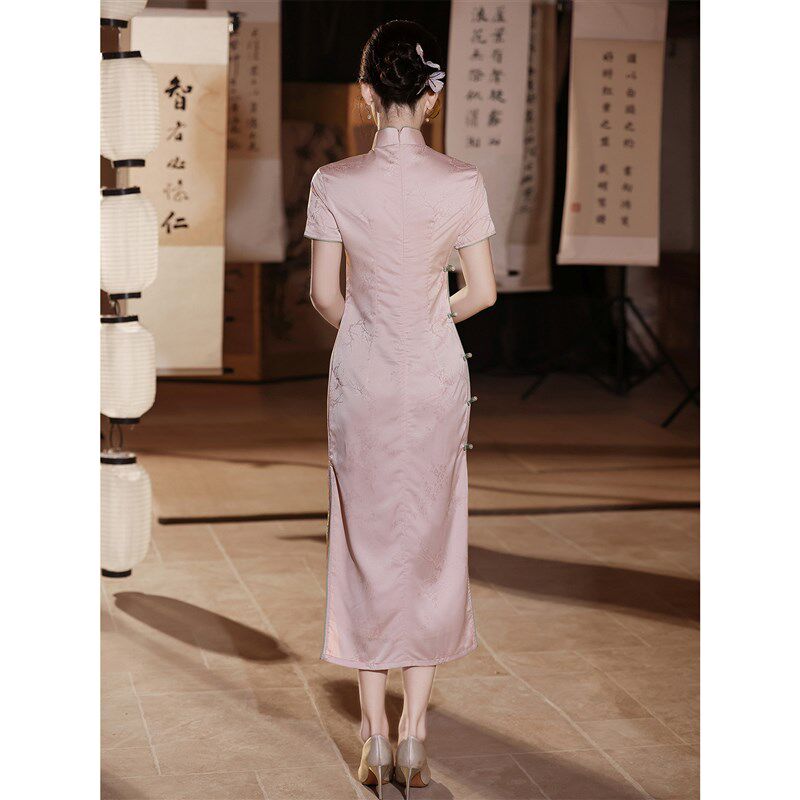 粉色云肩订婚旗袍2025新款女夏季新中式敬酒服礼服裙回门日常可穿