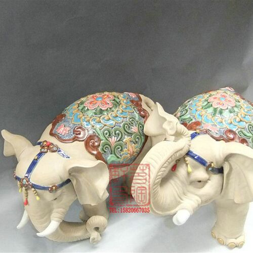陶瓷工艺品 石湾公仔 招财大象 富贵象