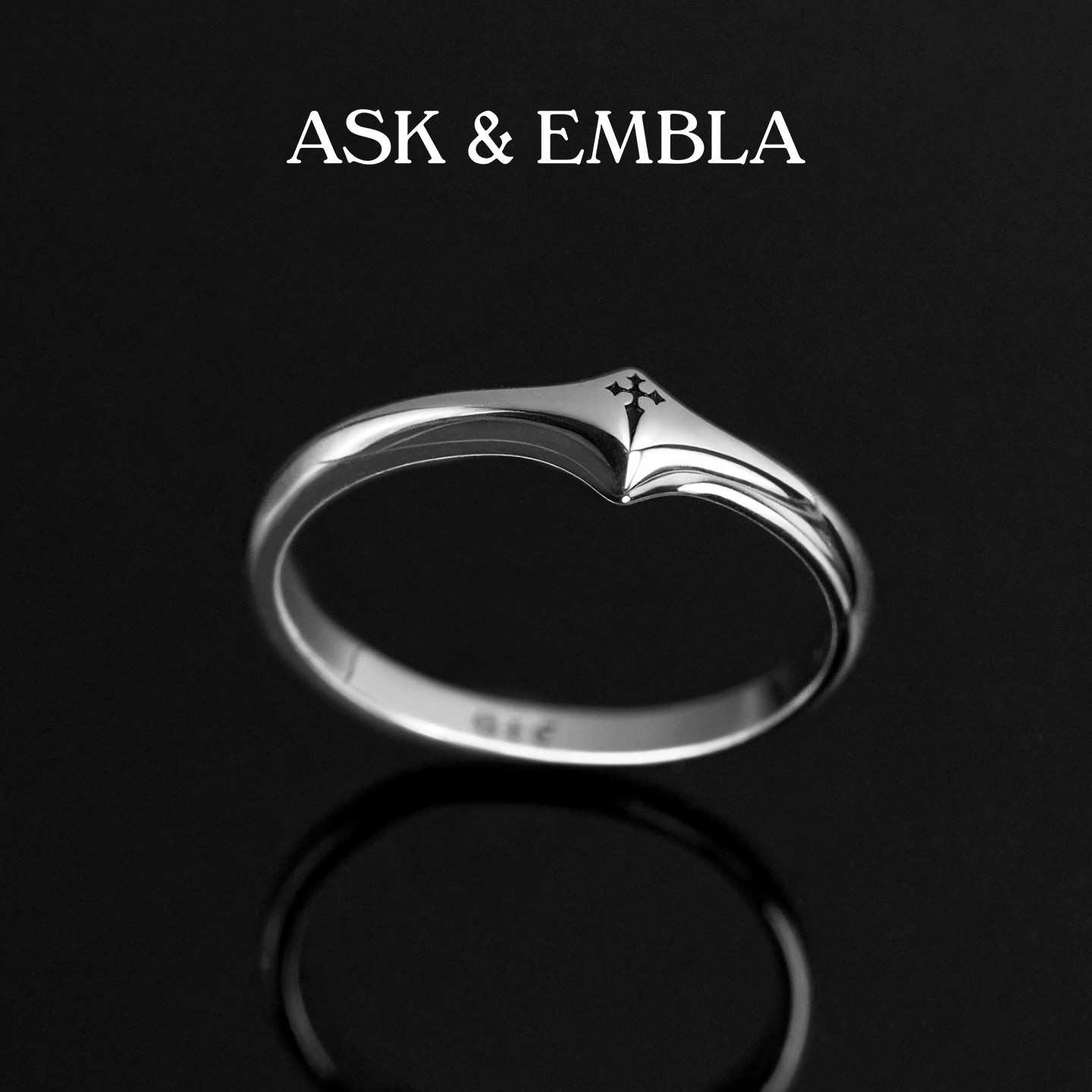 Ask & Embla穹宇玄境迷你图章戒指哥特十字架时尚中性手饰