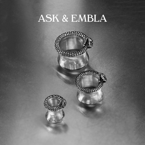 AskandEmbla Ouroboros衔尾蛇 空心耳扩蛇形耳饰