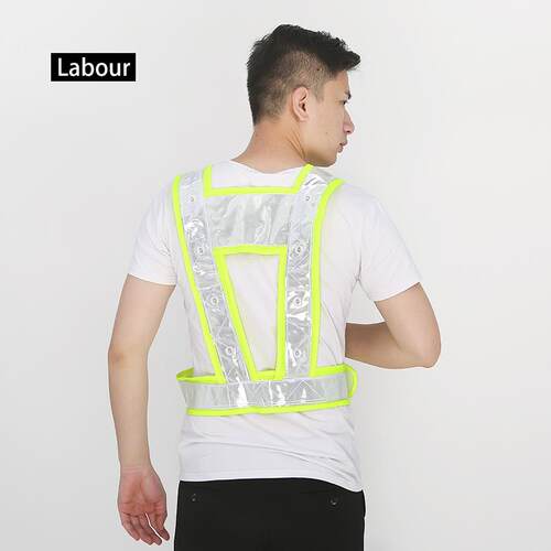 LED反光背心工字型 黄白V型可充电反光服 佳护LED马甲骑行专用