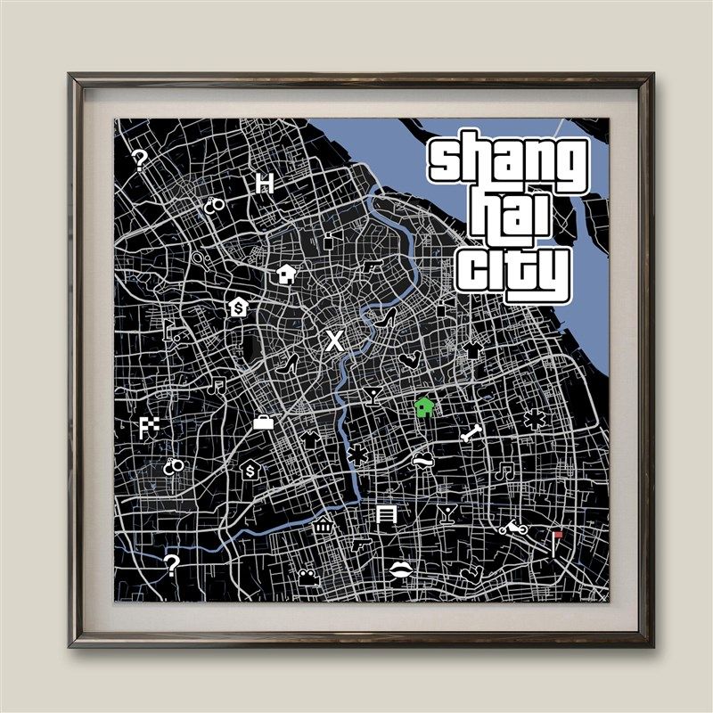 GTA侠盗猎车手定制装饰画创意电竞游戏成都天津北京所有城市定制