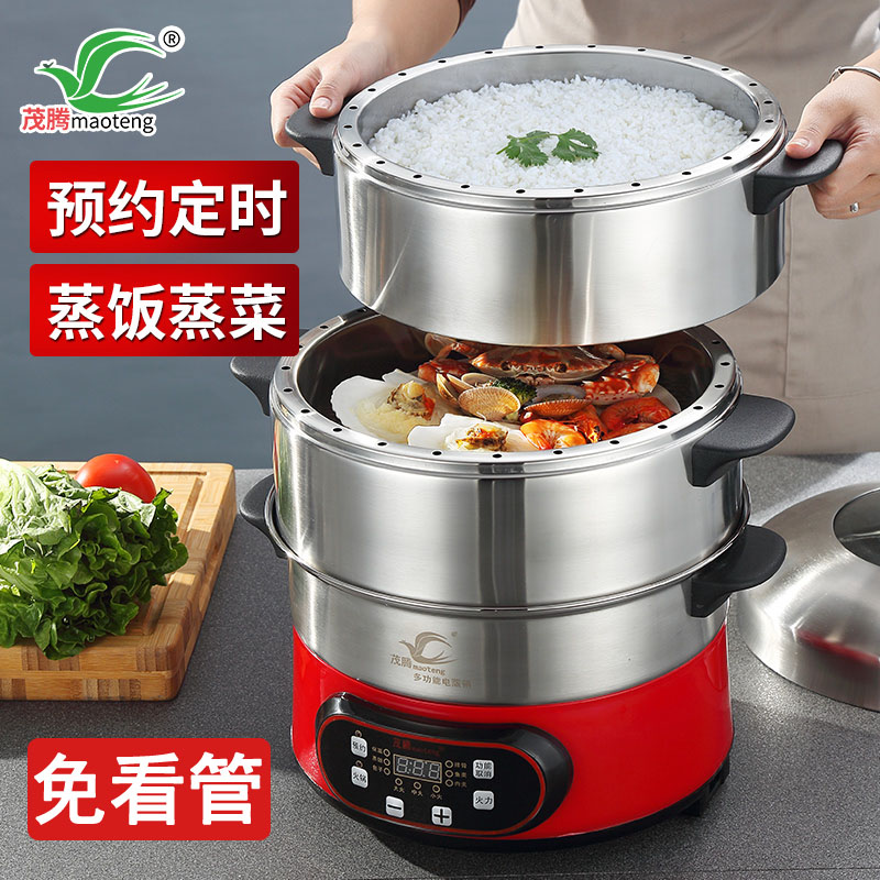 新款预约厨房电蒸锅定时保温多功能家用小型多层大容量蒸饭蒸煮锅