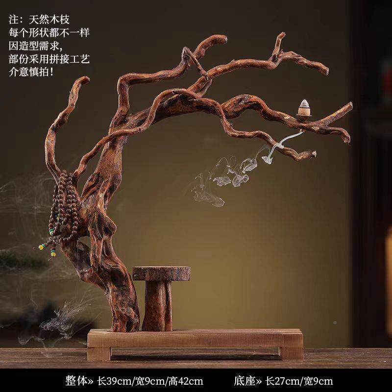 根雕实客摆件风木化家木新中式禅意厅XHI茶室样板房电视柜玄关居