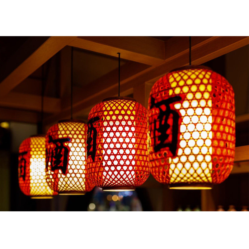 竹编灯笼吊灯手工灯罩火锅茶楼餐厅酒店仿古中式灯笼骨架定制印字图片