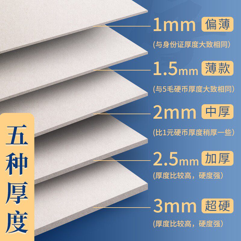 硬纸板diy大张隔板硬卡纸厚纸板A4学生手工模型垫板硬板灰纸板纸