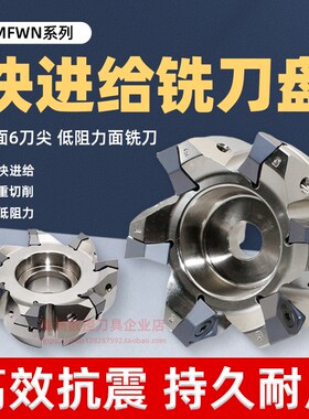 90度双面六角WNMU080608刀片重切削快进给开粗直角平面MFWN铣刀盘