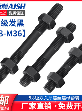 8.8级双头螺丝螺母套装组合两头牙螺栓高强度双头丝杆螺杆加长