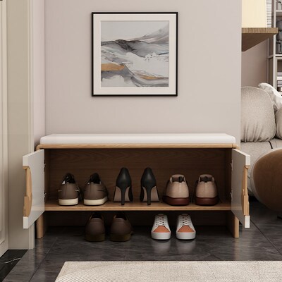 换鞋凳家用门口可坐式多层穿鞋凳进门凳入户鞋柜坐凳一体软包坐垫