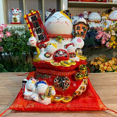 出入平安招财猫陶瓷大号家居客厅屏风玄关装饰摆件开运招福发财猫